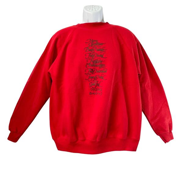 VINTAGE 90s Hanes International MERRY CHRISTMAS Ugly Christmas Sweatshirt Sz XL - Picture 1 of 5